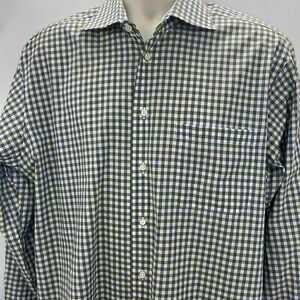 Robert Talbott Estate long sleeve green blue check shirt 16